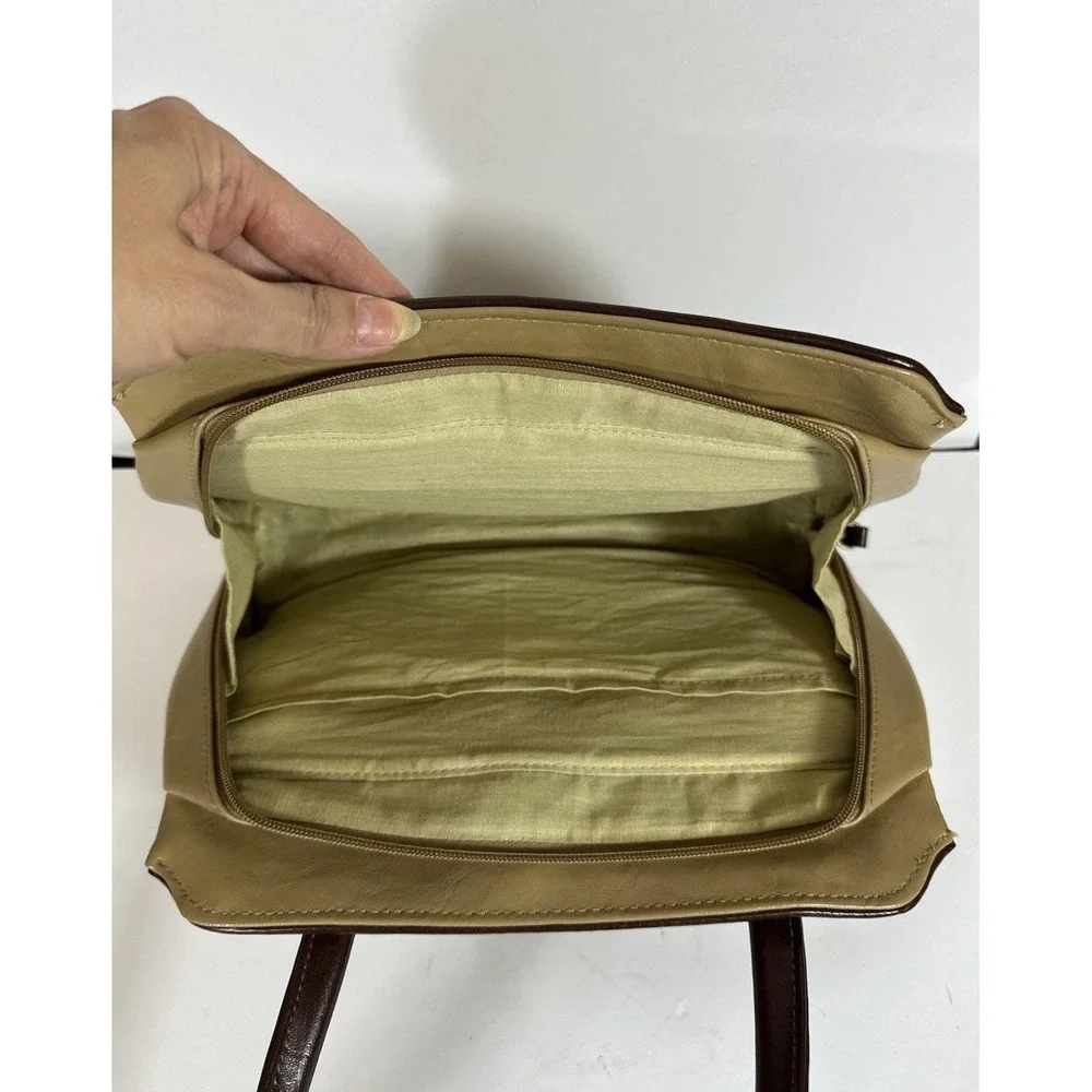 Capezio British Tan Brown Handbag Vtg 80s Faux Leather Purse